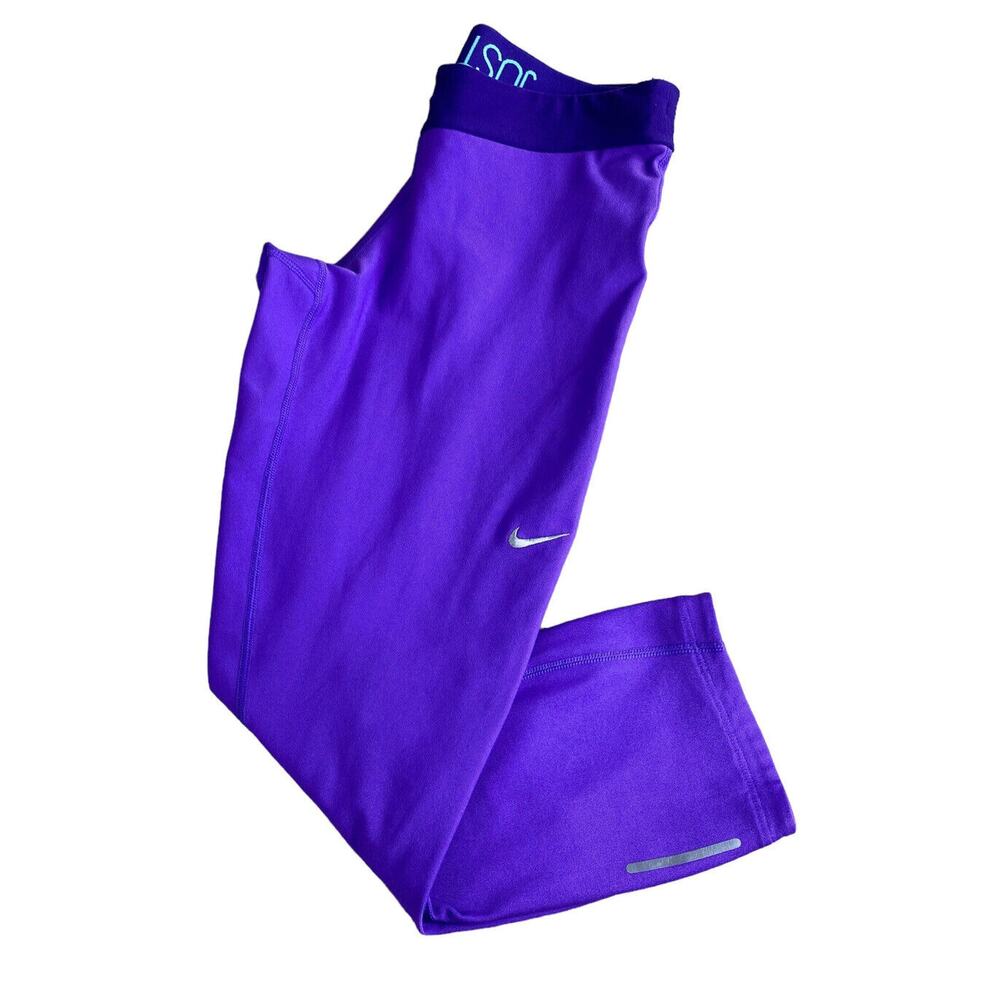 Nike Dri-Fit Purple Athletic Leggings Sz M Crop Fitted Yoga Gym Bottoms - Picture 2 of 6